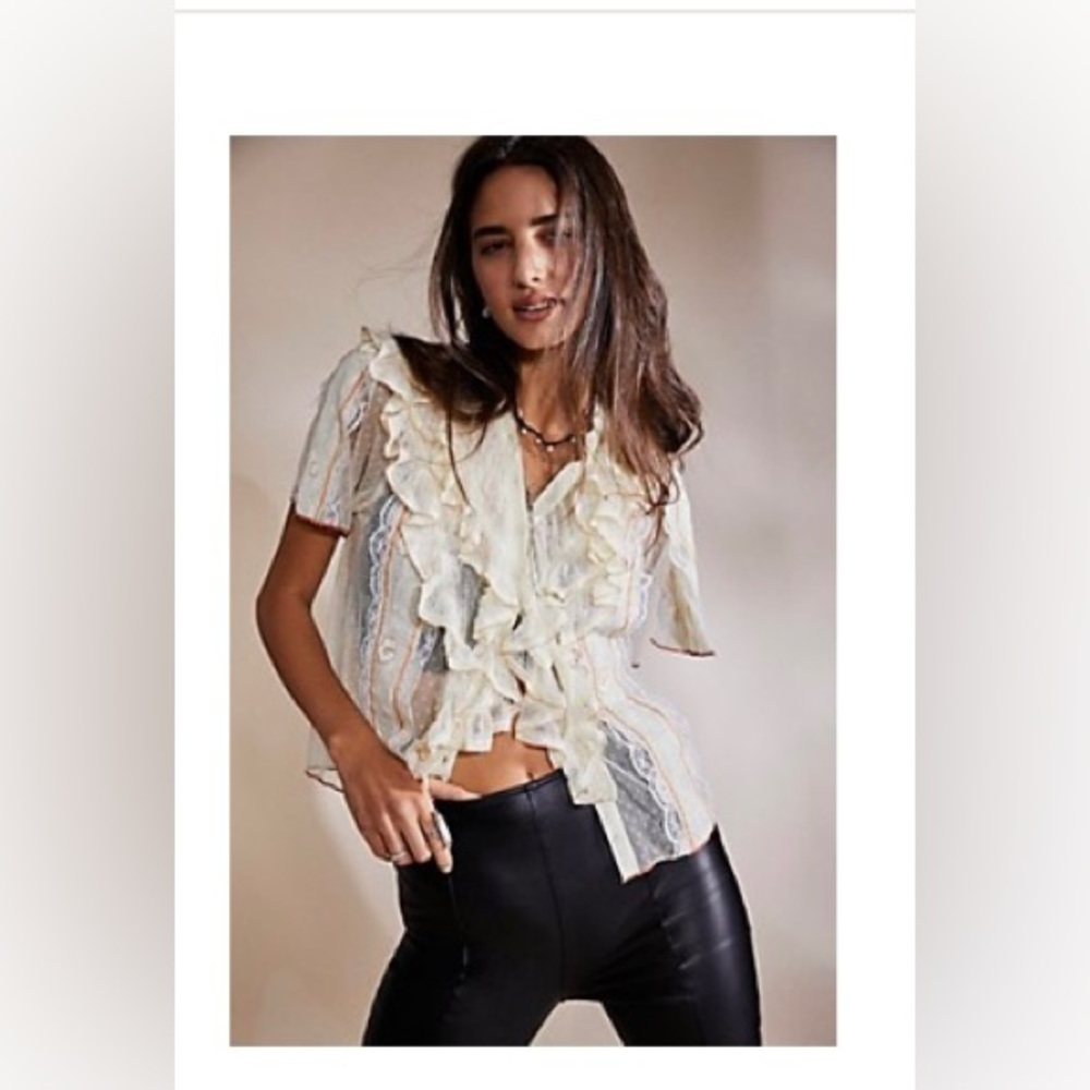 FREE PEOPLE KISHA RUFFLE LACE TOP